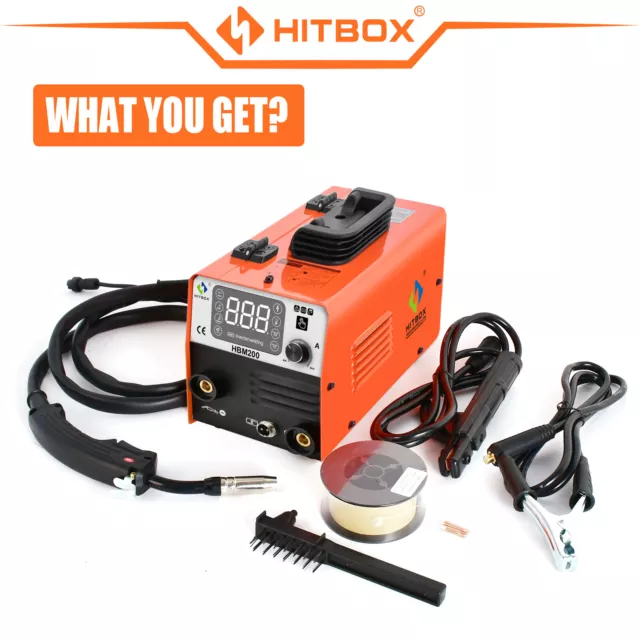 HITBOX 2IN1 MIG WELDER MMA DC 200Amp GASLESS IGBT 110V INVERTER MIG WELDER US