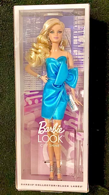 2014 New/NRFB The Barbie Look City Shine Blue Dress Model Muse Doll (CJF49)