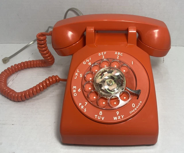 Teléfono de escritorio vintage naranja Stromberg Carlson esfera giratoria SC500D