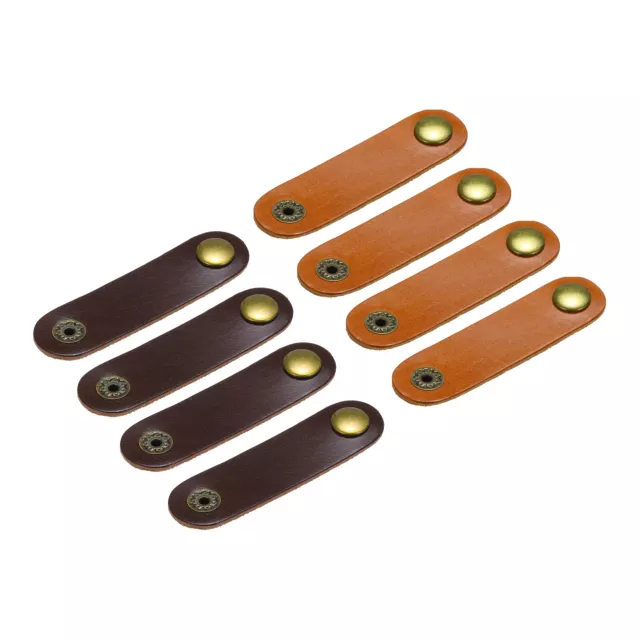 8Pcs Leather Cable Straps Cord Organizer Cable Ties Elastic Coffee/Red Brown