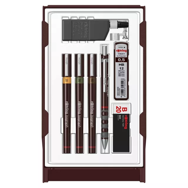 Isograph Pen Set Technical Pen & Pencil College Set 3 Pens (0.20mm, 0.30mm, 0...