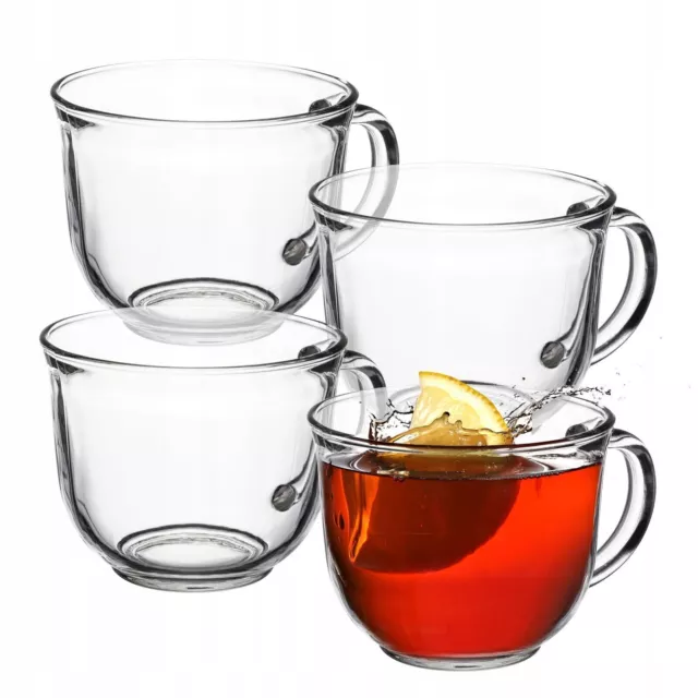 KADAX Vasos de té con asa, juego de vasos de cristal de 480 ml, 4 unidades