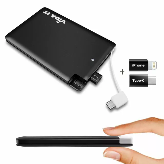 Power Bank Esterno Portatile USB Carica Batteria Con Adattatore per iPhone USB-C