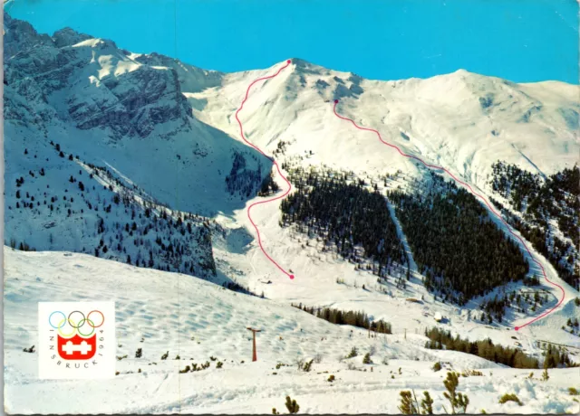 6X4& POSTCARD INNSBRUCK Austria 1964 Winter Olympics Women's Downhill ...