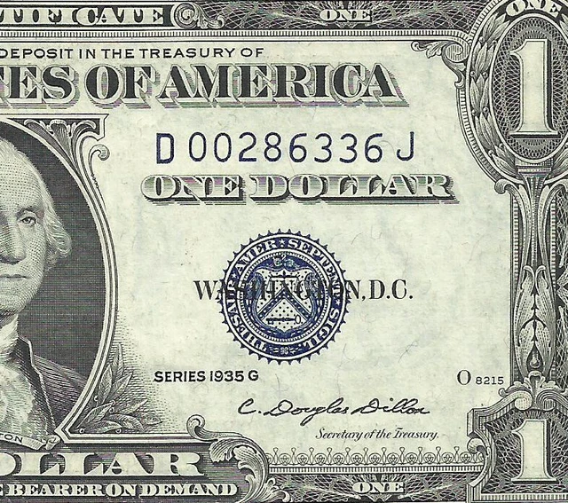 1935G $1 BLUE Seal SILVER Certificate! CRISP AU! Old US Paper Money!