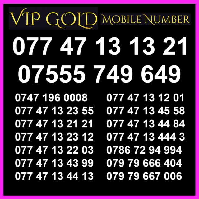 VIP Gold Easy Mobile Phone Number SIM Card Platinum Diamond Silver Business UK