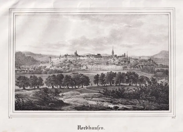 Nordhausen Thüringen Ansicht view Lithographie 1840