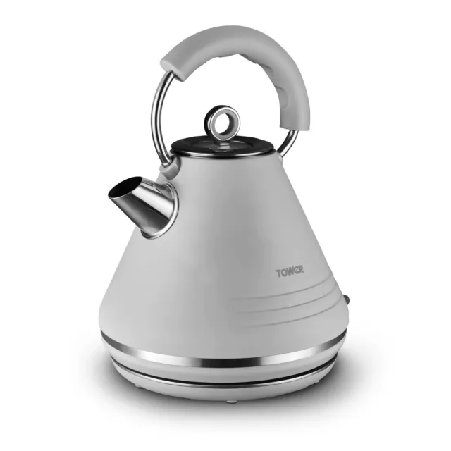 Pyramid Kettle Grey Matt 1.7L 3kW Fast Boil Tower Ash Kitchen Stylish