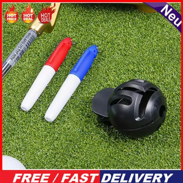 Golf Ball Marker with 2 Marking Pens Template Alignment Marks Tool Outdoor Tool