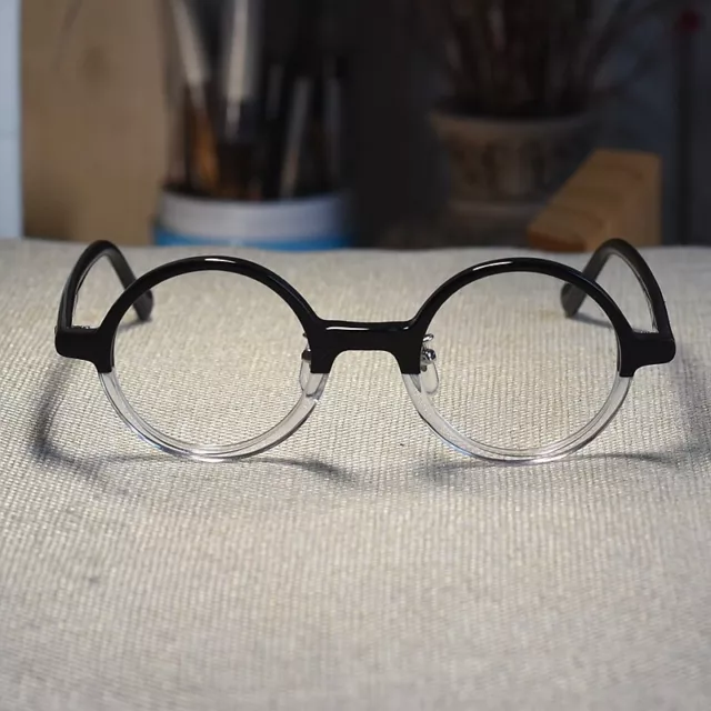 Round John Lennon eyeglasses men's solid acetate blackcrystal round glasses