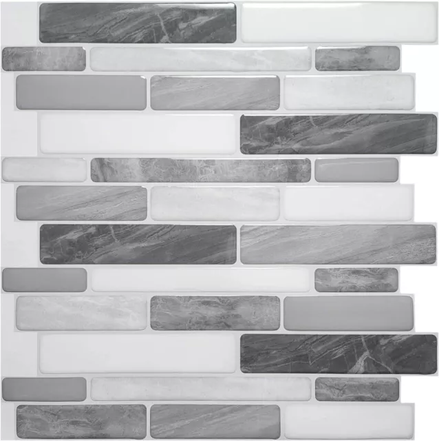 Art3d 10-Sheet Peel and Stick Backsplash for Kitchen, 12 x 12in. Marble Design