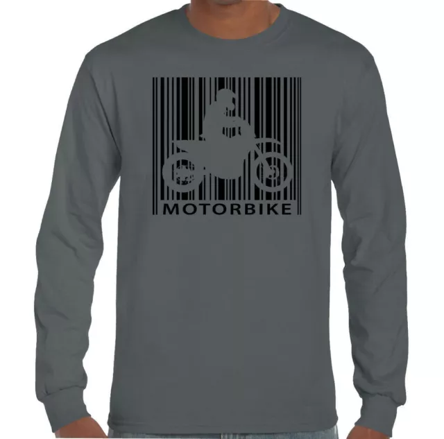 T-shirt biker moto uomo divertente moto festa del papà codice a barre