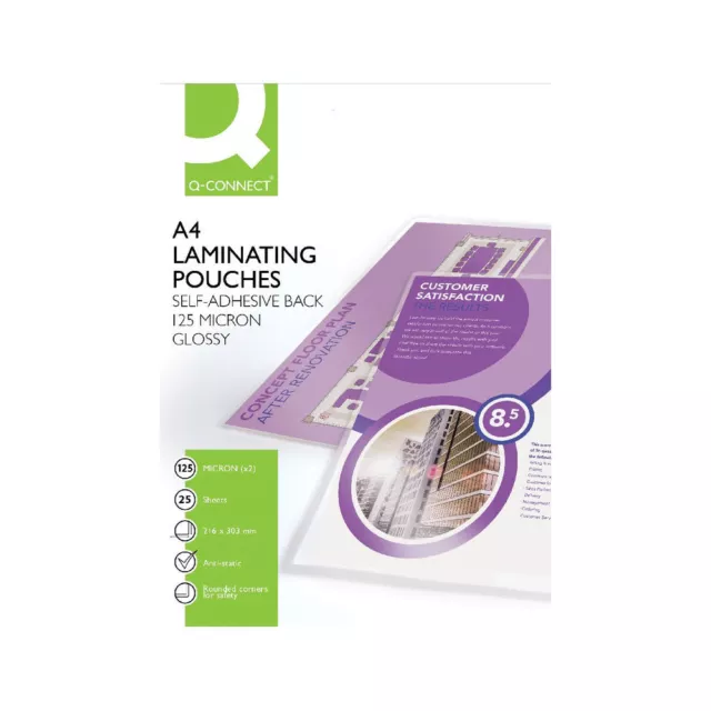 Q-Connect A4 Sticky-Backed Laminating Pouches 250 Micron Pack of 25 KF24056