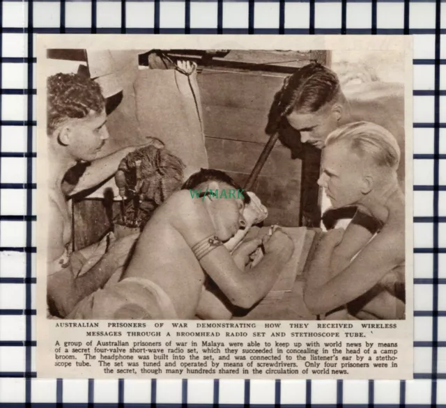 C6121) Australian Prisoners Of War Wireless Messages Malaya ~ 1945 Cutting