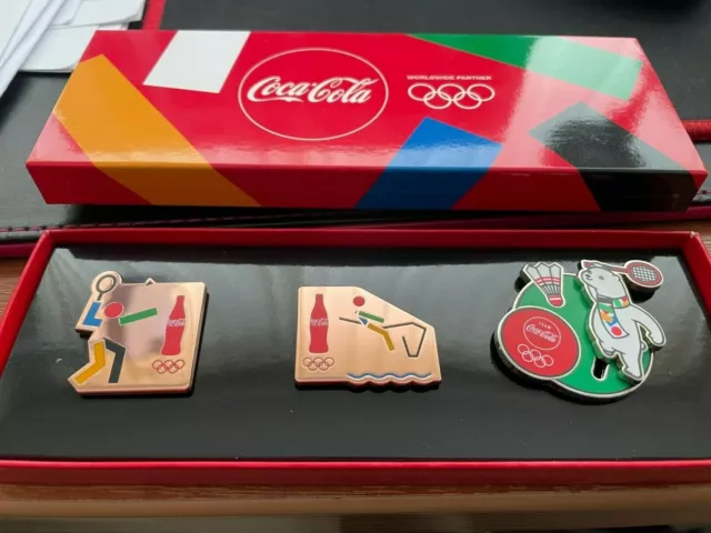 Coca-Cola 3 Pin Set 9 Tokyo 2020 Olympics Badminton Equestrian Eventing SPB Badm