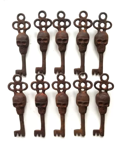 Victorian Skull Key Vintage Antique Style cast Iron Skeleton Key lot of 10