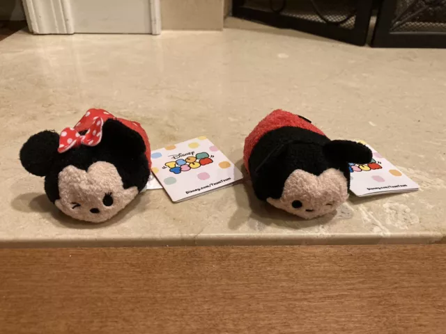 Set Of Disney Tsum Tsum 3.5” Mini Plush Winking Mickey Mouse and Minnie Mouse