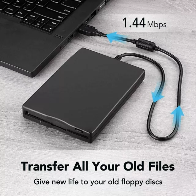 FLOPPY DISK ESTERNO USB 2.0 1.44Mb LETTORE DRIVE NERO PORTATILE SLIM Plug Play