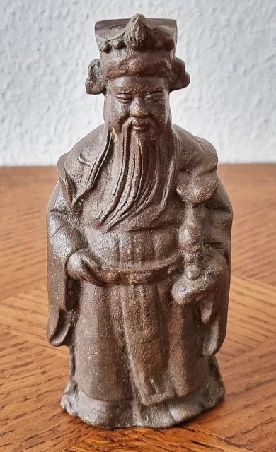 Sehr schöne, alte Statue - Bronze patiniert - Konfuzianismus / Buddhismus, China