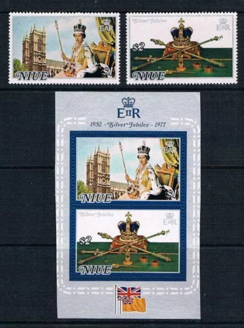 Niue 1977 - QEII Argent Jubilé - Sc 194-195a [ Sg 213-MS215] MNH