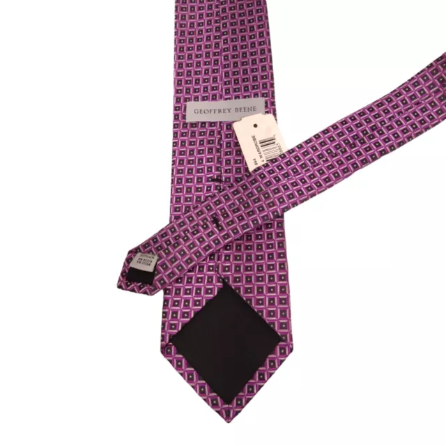 GEOFFREY BEENE Mens Classic Tie 100% Silk Purple Silver Woven Dress Necktie 3.25 3