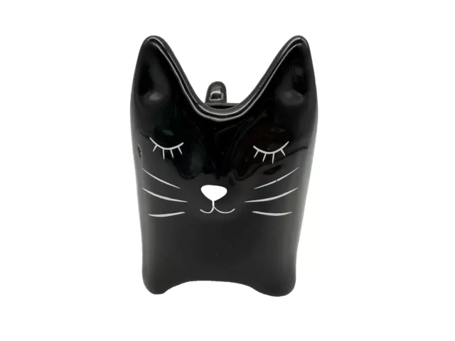 Cute Black White Mini Kitty Cat Ceramic Planter Pot Holder 4" x 4" New