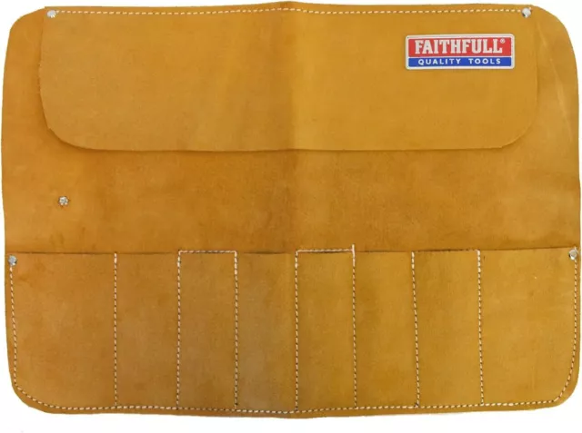 Faithfull Leather Chisel Roll - 8 Pocket