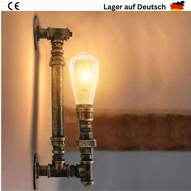 Industrial Wandlampe Wasserrohr Beleuchtung Retro Wandleuchte Lampenfassung E27