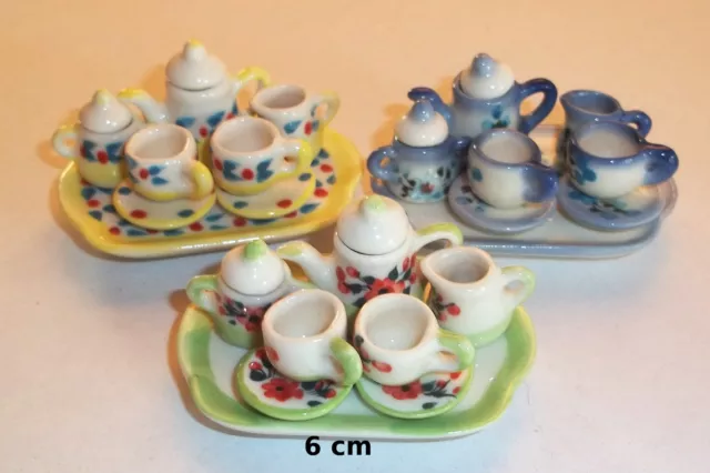 service à thé, café, miniature maison de poupée, 1/12 porcelaine peint à la main