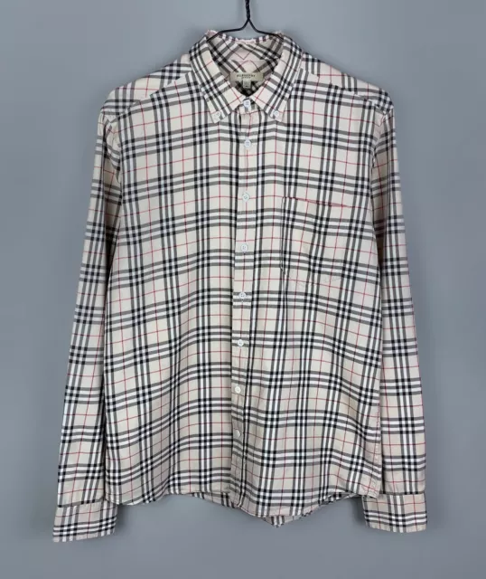 Camicia vintage Burberry London Nova Check a maniche lunghe con bottoni su tasca taglia M RARA