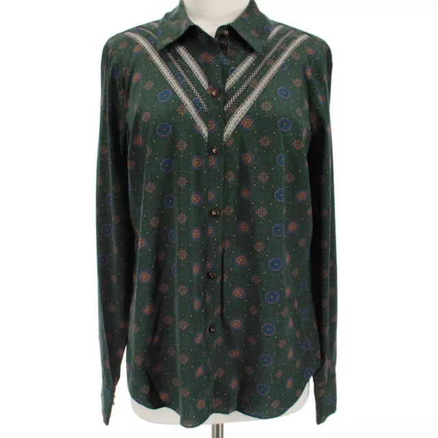 Veronica Beard NWT Rowena Button Down Blouse Size 10 in Emerald Green Silk Blend