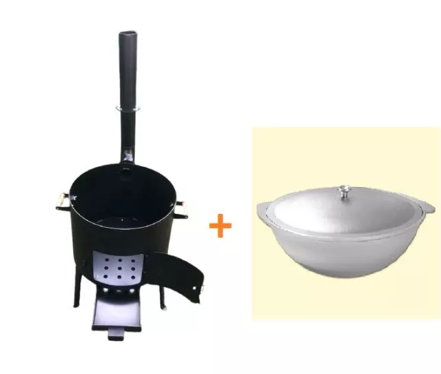 Utschak + Kazán 15 L (45 cm) Казан horno kazán con TUBO 2 mm acero FUNDICIÓN DE ALUMINIO