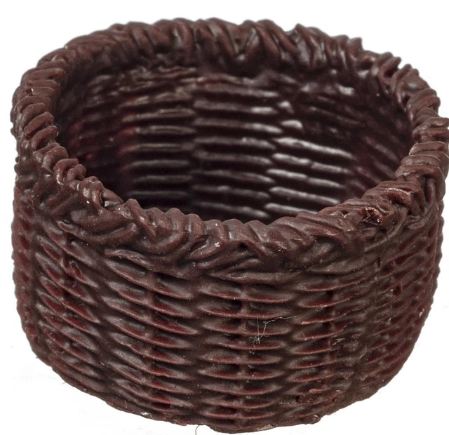 Dolls House Woven Resin Basket Brown Miniature Home Shop Garden Accessory