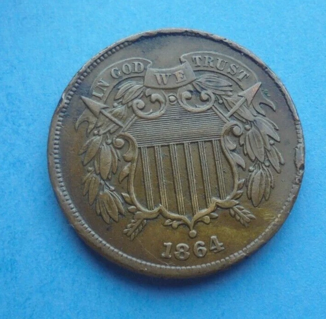 United States, 2 Cents 1864, as shown. United States, 2 Cents 1864, as shown.