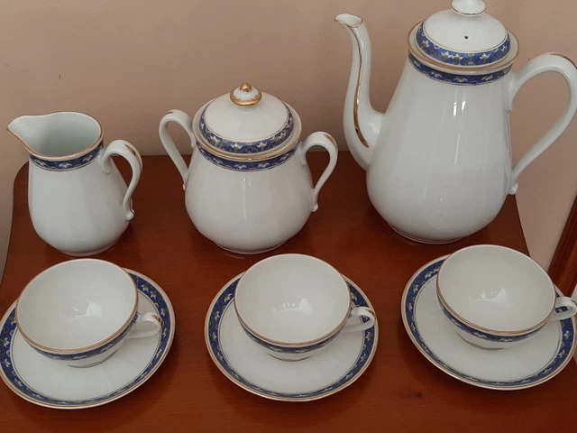 Service à café Art Deco porcelaine de Limoges signé LBC modèle unique