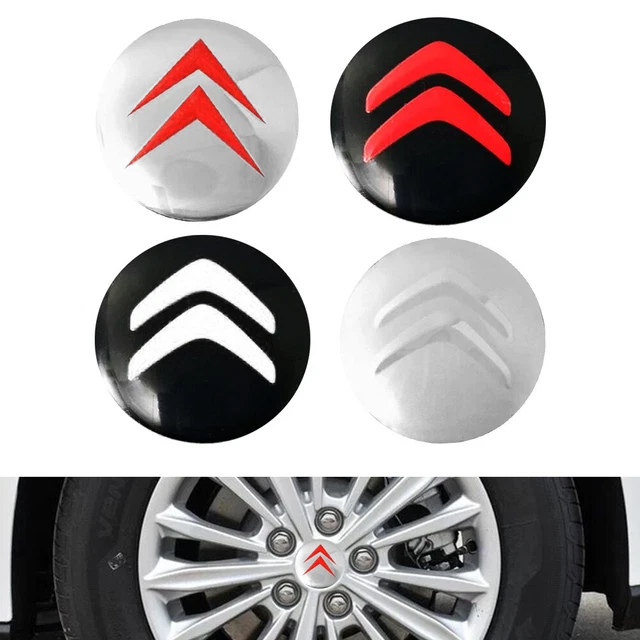NirWa 4 Pack de Autocollants de Capuchon de Roue pour Citroen, Autocollant de Capuchon de Jante de Pneu,Capuchon de Moyeu,Autocollant de Badge