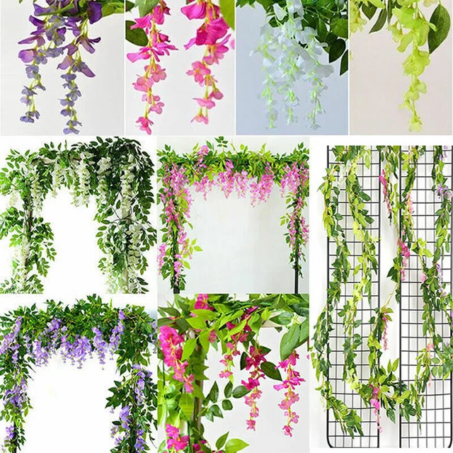 2X Artificial Fake Hanging Wisteria Flowers Vine Plant Wedding Garden Trailing