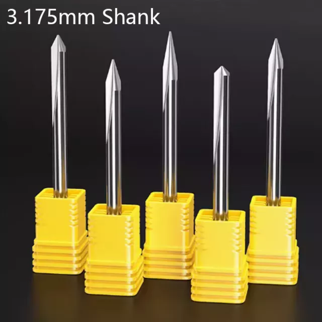 Carbide 3.175mm Shank 2 Flute Engraving Bits CNC Router Tool V Shape 20°/30°-90°