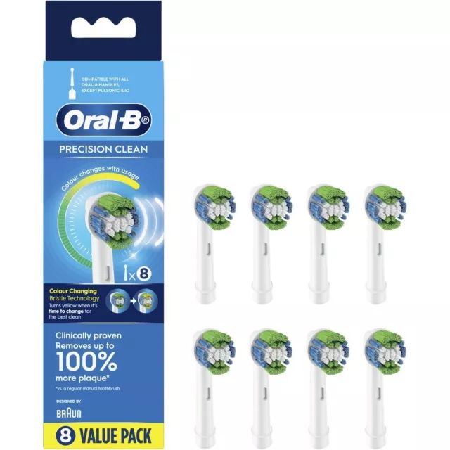 Oral B Precision Clean 8 Pack Electric Toothbrush Replacement Heads Refills