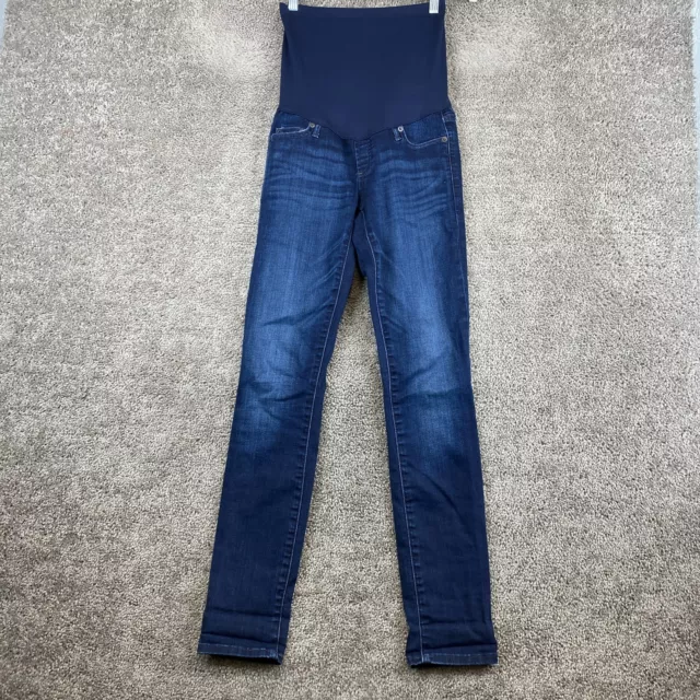 Gap 1969 Maternity Slim Straight Jeans Women's Size 0R Blue Low Rise Dark Wash