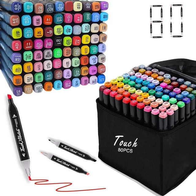 80 marcadores de colores para niños y adultos con doble punta permanente