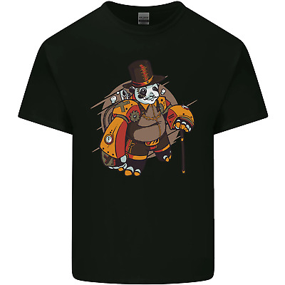 Steampunk Panda Bear Mens Cotton T-Shirt Tee Top