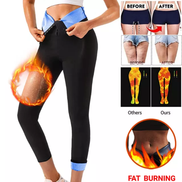 Damen Sauna Jogginghose Sporthose Schwitz Thermo Leggings Bauchweg Body Shaper