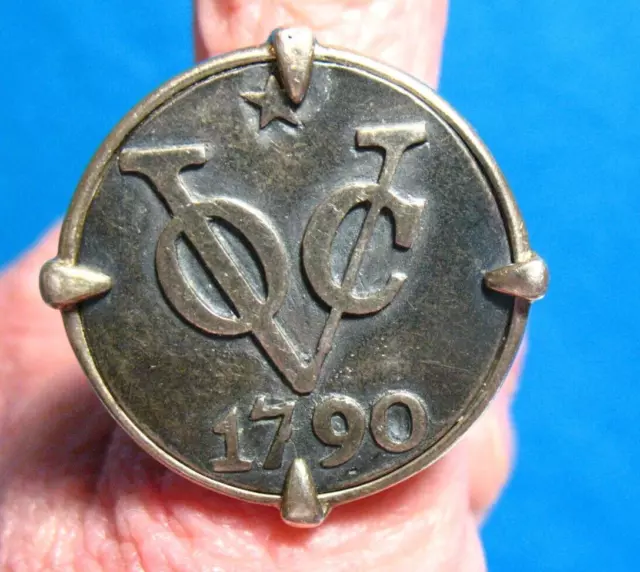 1790 Dutch Voc Coin Sterling Silver Ring Size 7  16 Grams