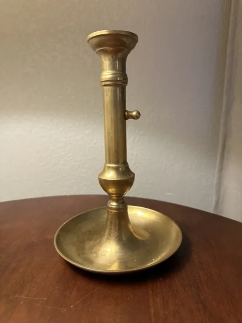 Vintage Brass Pushup Candlestick Candle Holder 8.5” Unpolished