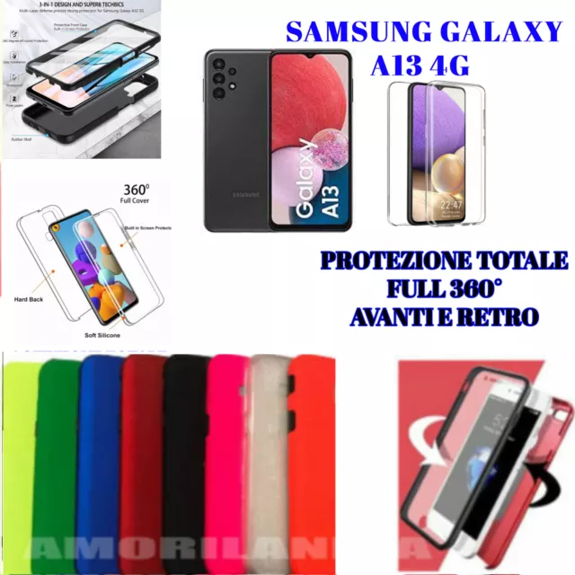 PER SAMSUNG GALAXY A13 (4G) cover IBRIDA PROTEZIONE FULL 360° fronte e retro TPU