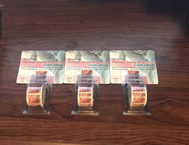 3 StampKeep Postage Stamp Dispensers For Rolls of Stamps Made in the USA