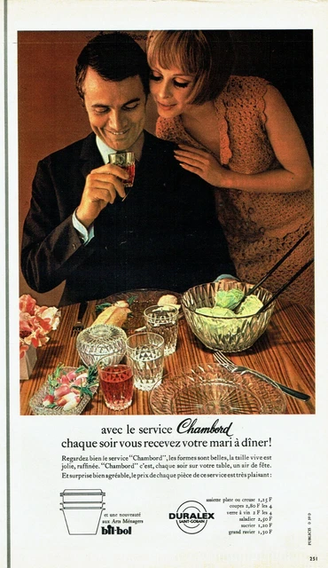Publicité Advertising 089  1967 Duralex Saint-Gobain  service chambord   bil-bol