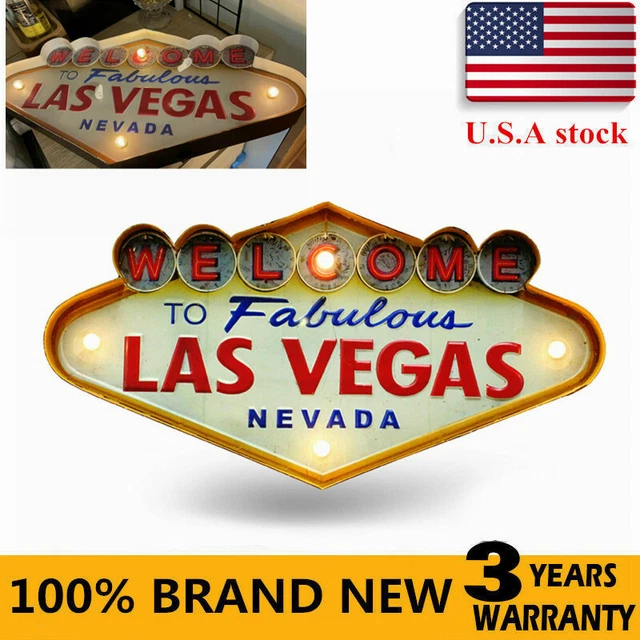 Retro LED Light Metal Welcome to Las Vegas Neon Sign Light Windows Hanging Gift