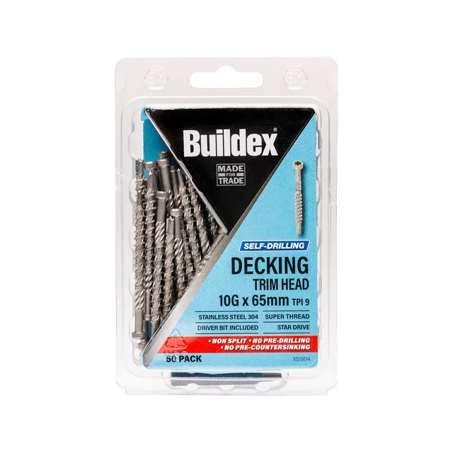 BUILDEX 10G X 65mm Self Drilling Decking Screws 50 Pack EUR 27,73
